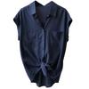 Women's White Shirt Summer Short Sleeved Design Sleeveless French Shirt Top