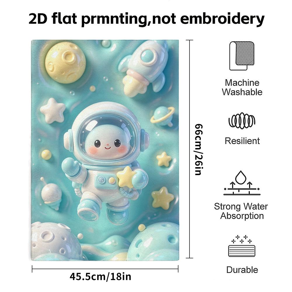 Cute Astronaut Space Print Towel, Fast Absorbent Soft Face Towel, Lightweight Bath Towel for Kids