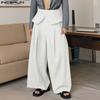INCERUN Men High Wrap Waist Side Zip-up Casual Loose Wide Legs Pants Long Trousers