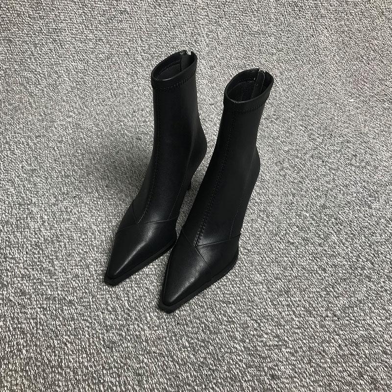 High Heel Pointed Toe Women Ankle Boots Ladies Elegant Elastic Slim Short Booties Autumn Winter Womem's Shoes