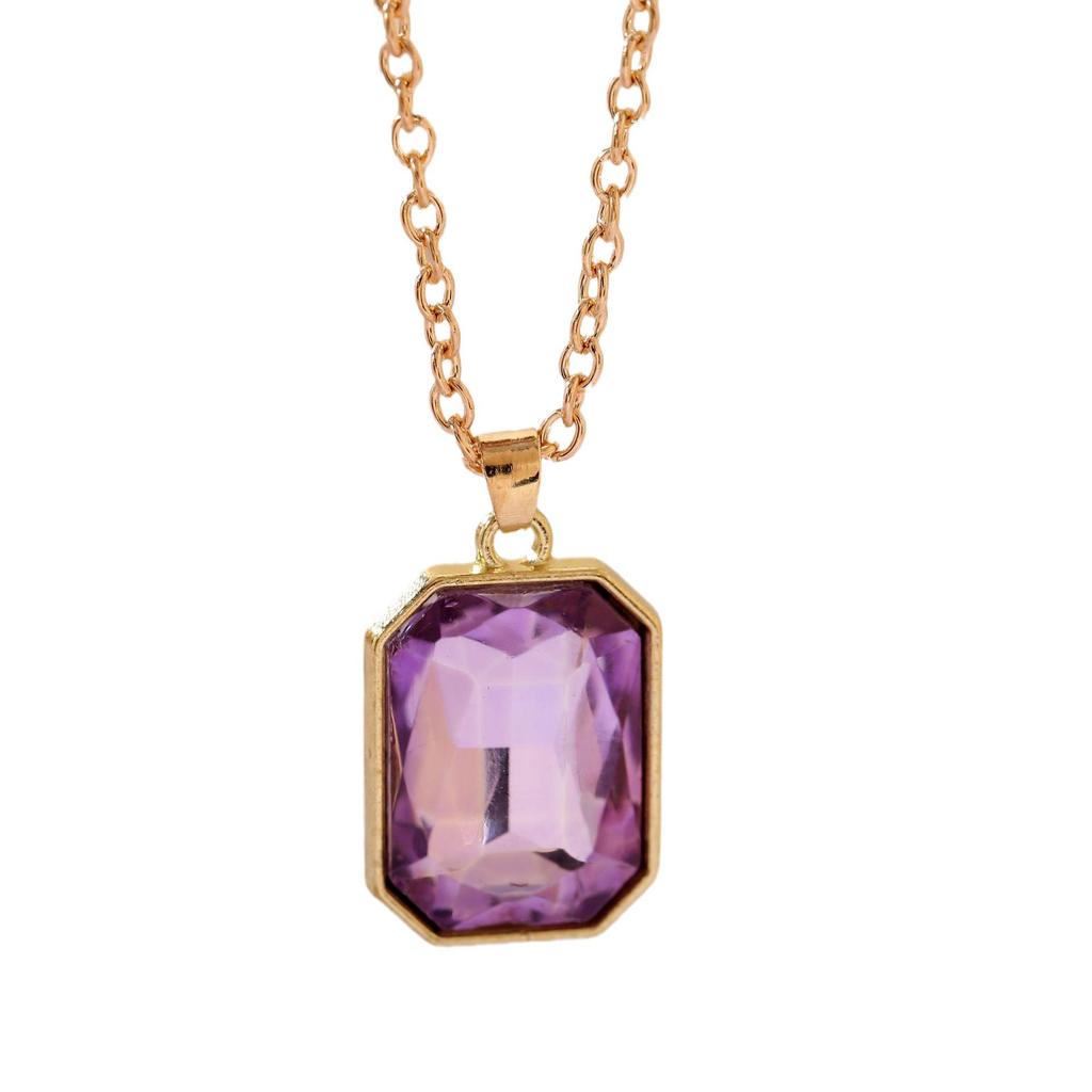 Rose Gold Birthday Stone Pendant Necklace - Women's Fashionable Gemstone Jewelry
