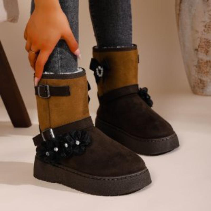 

Women s thick bottom large size thickened winter warm fur one snow boots padded lining ankle boots non-slip hiking sports cotton shoes 36 імбирний