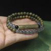 Green Sandalwood 6mm Double Loop Bracelet, Green Sandalwood Half Bangle Mala, Personalized Buddhist Prayer Beads Jewelry