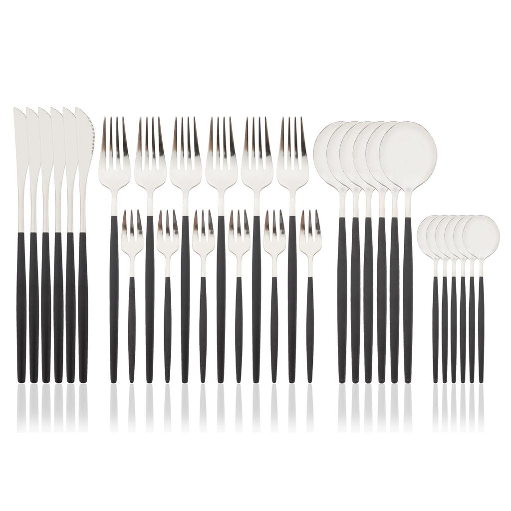 Sada příborů 30 ks Sada příborů pro 6 duhových barev Sada příborů z nerezové oceli Nůž Vidlička Lžíce Sada nádobí Sada rodinného nádobí