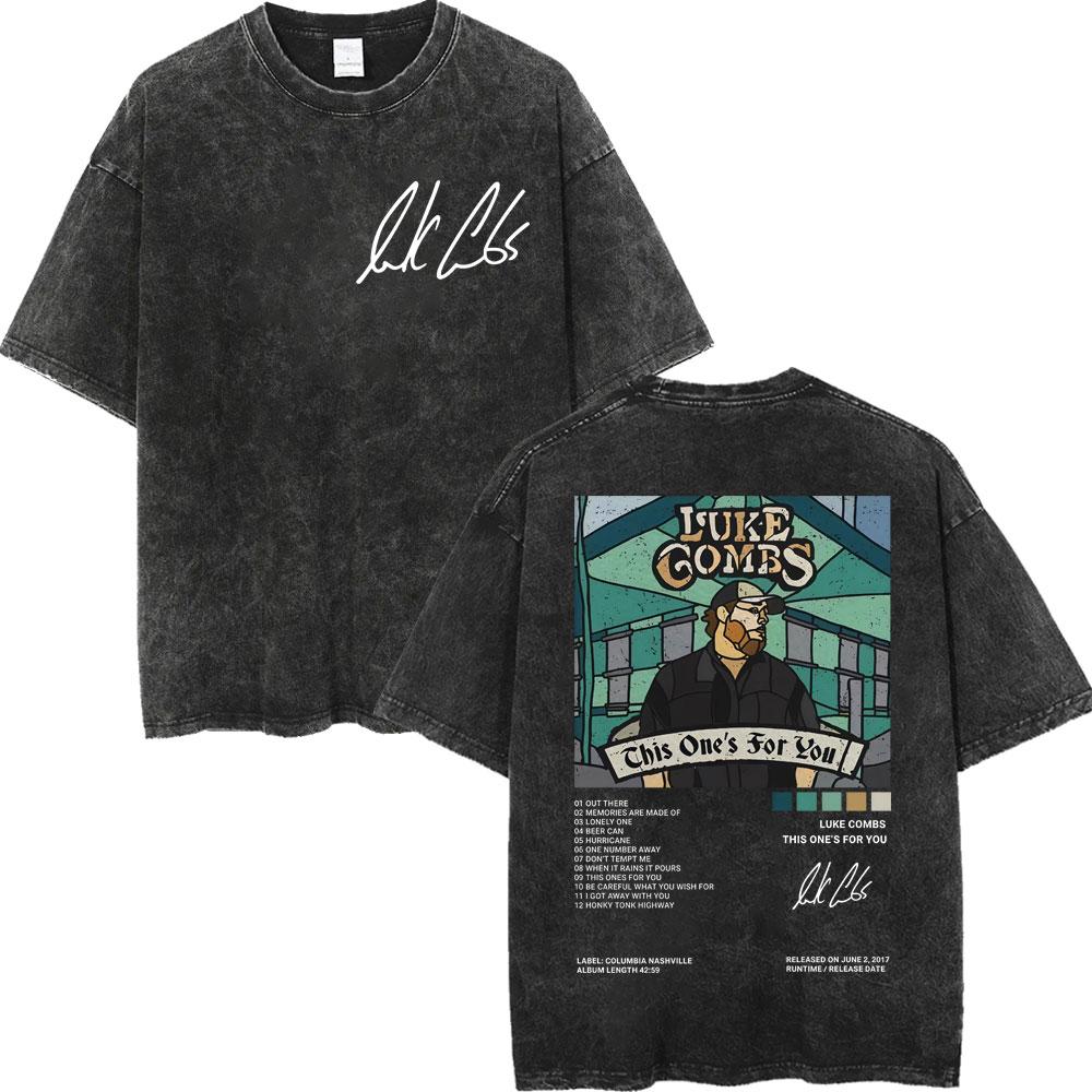 Vintage Washed Luke Combs Tour  Print Tshirt Men Women Summer Casual Fashion Tshirts High Quality Cotton Oversized T Shirt