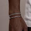 2pcs Men's Chain Bracelets,Stainless Steel Silver Gold Black Color Twist Rope Chain Wristband,Trendy Cuban Link Chains Gift