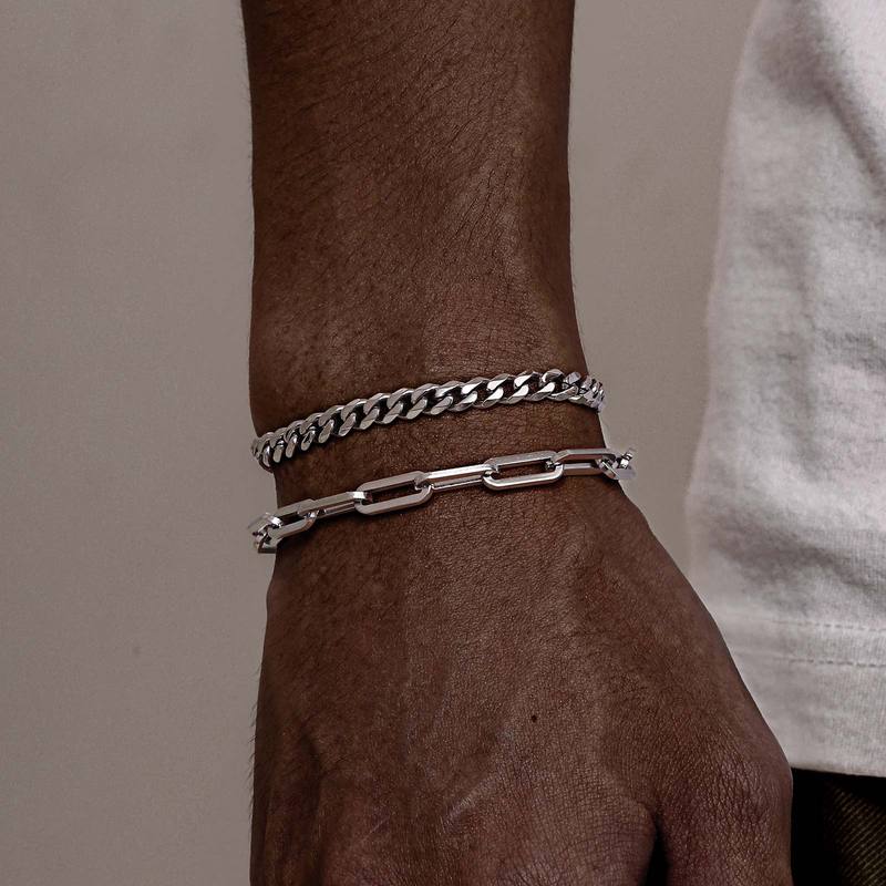 2pcs Men's Chain Bracelets,Stainless Steel Silver Gold Black Color Twist Rope Chain Wristband,Trendy Cuban Link Chains Gift
