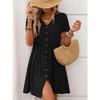 Women's Boho Vacation V-Neck Short Sleeve Ruffle Dress