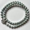 Used Akoya Pearl Blue Necklace Blue Gray 6.5-7.0mm Genuine Pearl Silver Hardware Pearl Necklace with Certificate of Authenticity