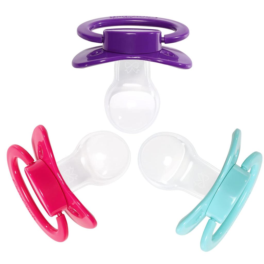 CutiePlusU Adult Large Pacifiers Dark Rose and Aquamarine (3-Pack) - Purple, Red,