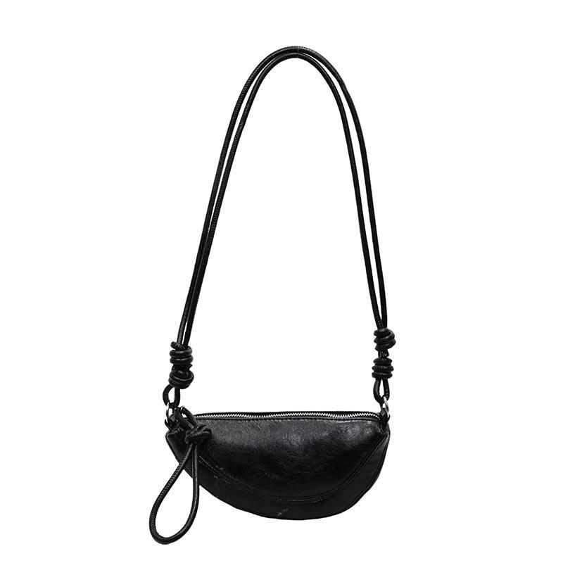 2025 new casual large-capacity shoulder messenger bag high-end soft leather croissant bag women's armpit bag