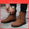 Modische Herren Winter Warm Flach Schnürung Lässig PU-Leder Schneestiefel Für Stilvollen Komfort