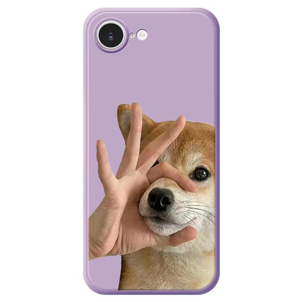 For iPhone 16e Case Pinch Dog Mouth Pattern Printing Straight Edge TPU Phone Back Cover