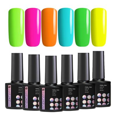 Jel Cila Seti Kiti 6 renk 7.5ml Soak Off UV LED cam şişe | Neon Jel cila | Parıltılı Jel cila