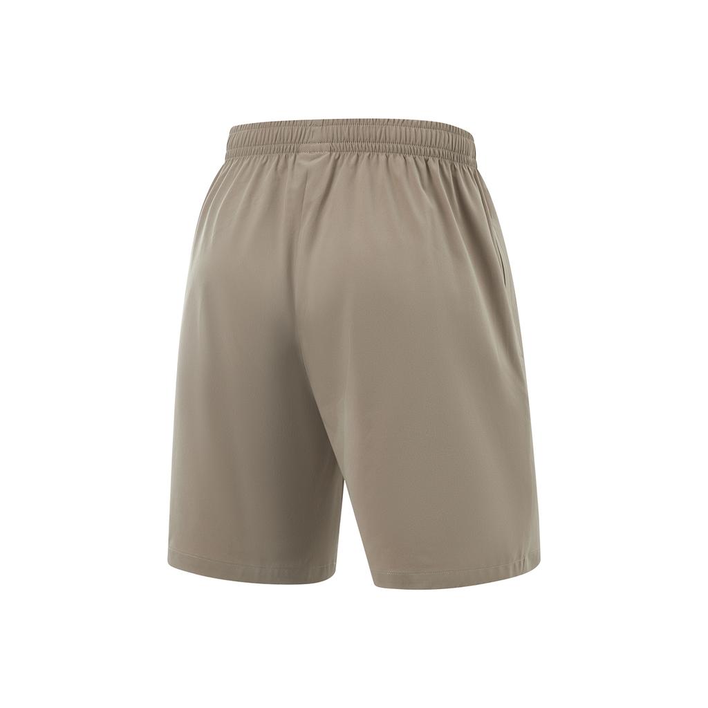 Li Ning Fitness Series Solid Color Mid Waist Drawstring Quick Dry Straight Leg Sports Shorts Men Shorts Brown AKSV111-9