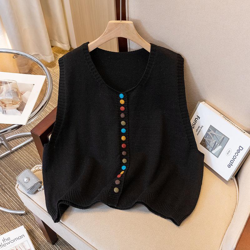 Retro Korean-Style Colorful Button Knit Vest for Women - Versatile and Stylish Spring Fashion