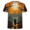 New 3D printed fashion trend multifunctional round neck short sleeved Halloween T-shirt top