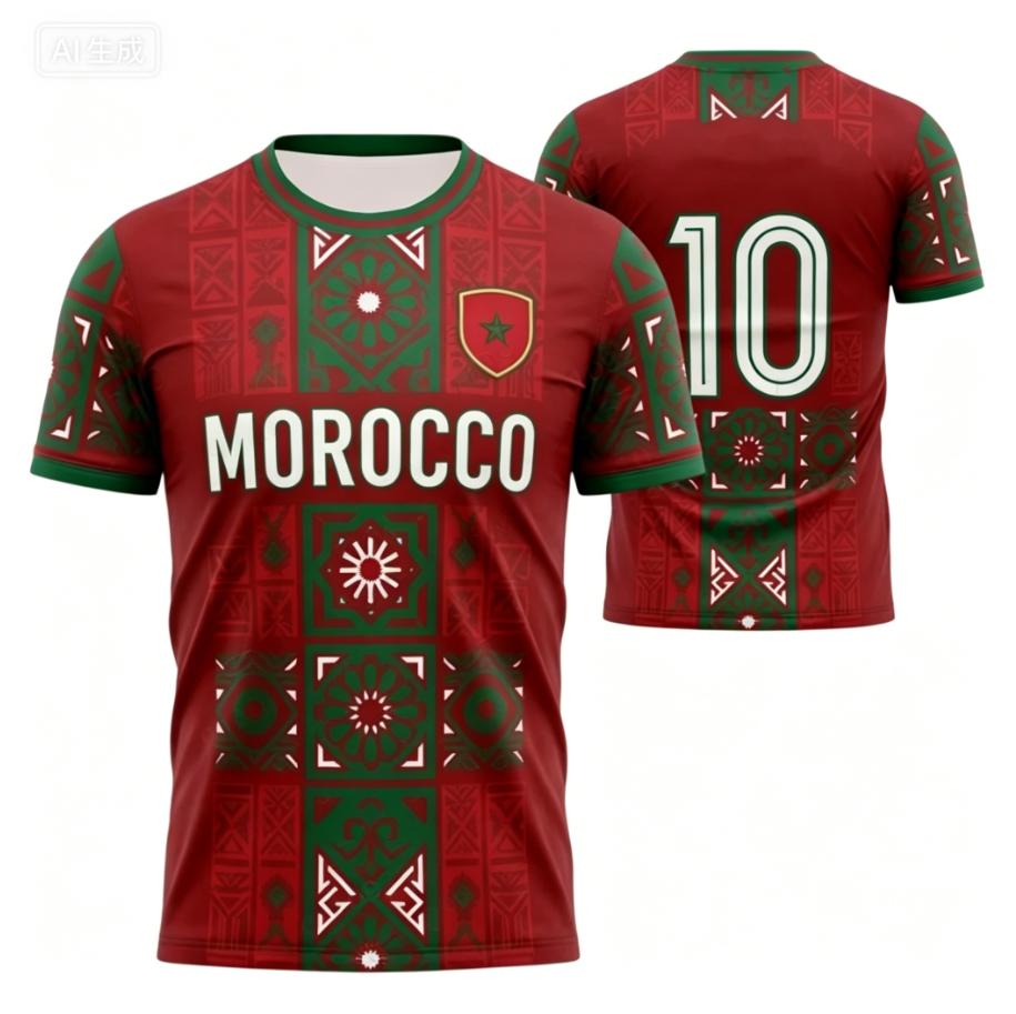 Moroccan Football Jersey 3D Printed Quick-drying Short-sleeved T-shirt for Men Women Streetwear Sports Shirt Training Suit Y2k