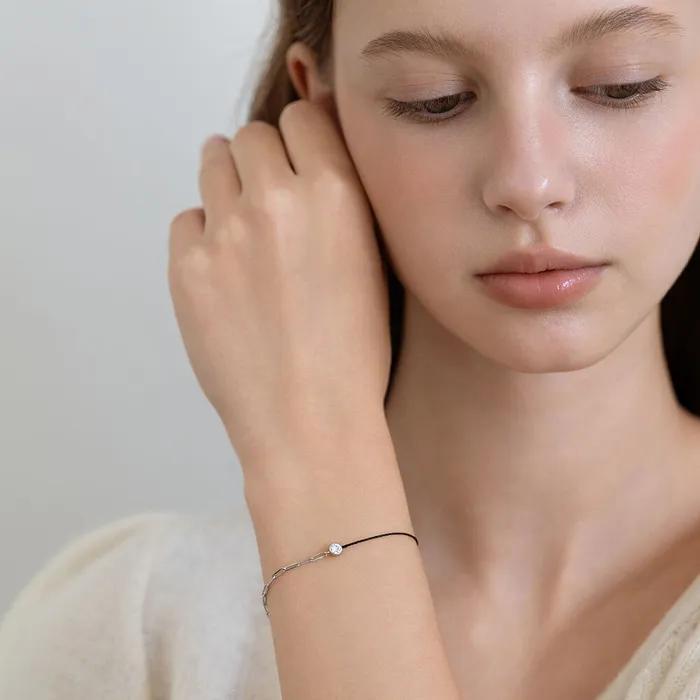 (Silver 925) Bezel Point String Mix Chain Bracelet BR2302