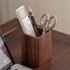 High-Quality Black Walnut Wood Pen Holder Minimalist Desktop Organizer Box For Office Stationery Storage Wooden Desk Accessory