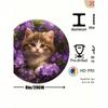 1pc Round Aluminum Metal Wall Sign Retro Kitten Purple Floral Waterproof Pet Lover Decor