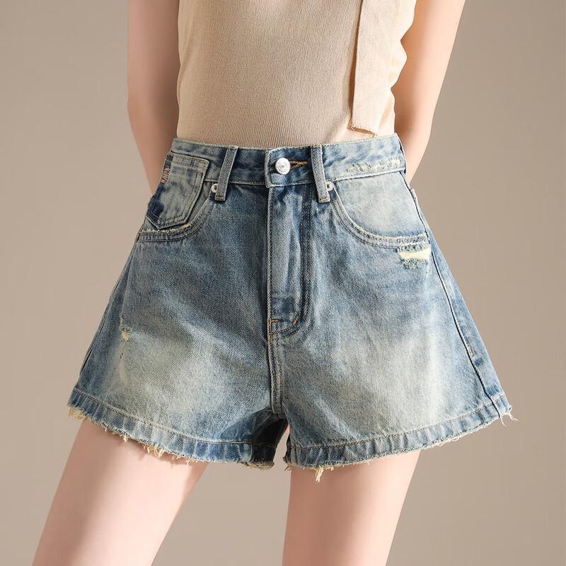 

Женские джинсовые шорты А-силуэта с высокой посадкой RAIN.CUN 32