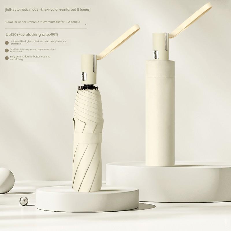 Umbrella Female Foldable Rain Dual-Use Men Thickened Foldable and Portable Automatic Sun-Proof UV Sun Umbrella