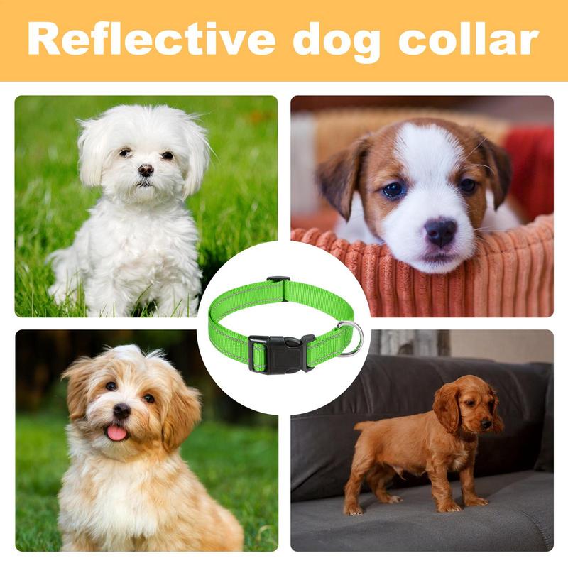 Reflective Dog Collar Adjustable Cat Collar Safety Nylon Pet Collar Durable Comfortable Reflective Pet Collar Pet Supplies