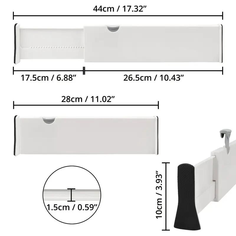 Verstellbarer 4-Zoll-Schubladenteiler, erweiterbar 11,6-43,18 cm - Mehrzweck-ABS-Organizer für jeden Raum