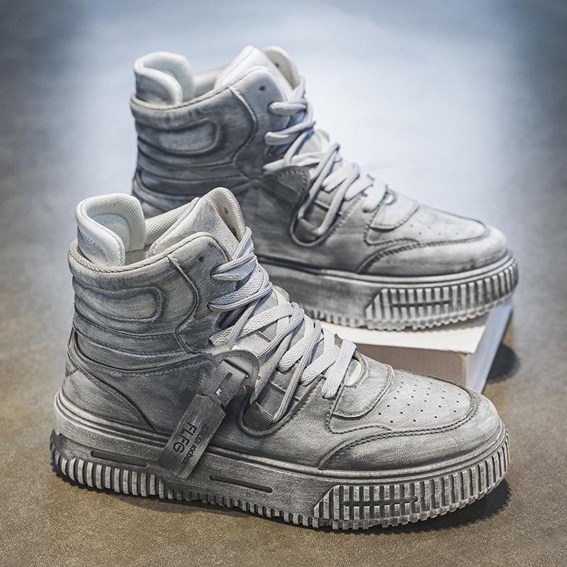 Large Size Men's High-Top Sneakers - Trendy Autumn/Winter White Shoes for Teens, Couples, and Students