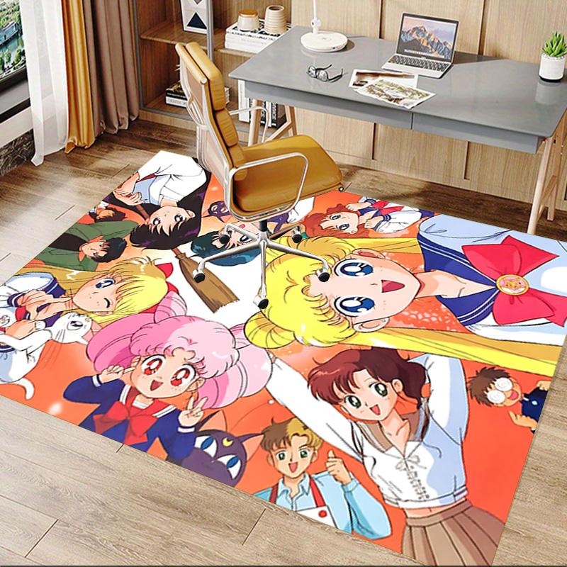 Sailor Moon Teamup Carpet For Playroom Bedroom Living Room Sofa Home Decorkids Game Area Rug Nonslip Floor Mat