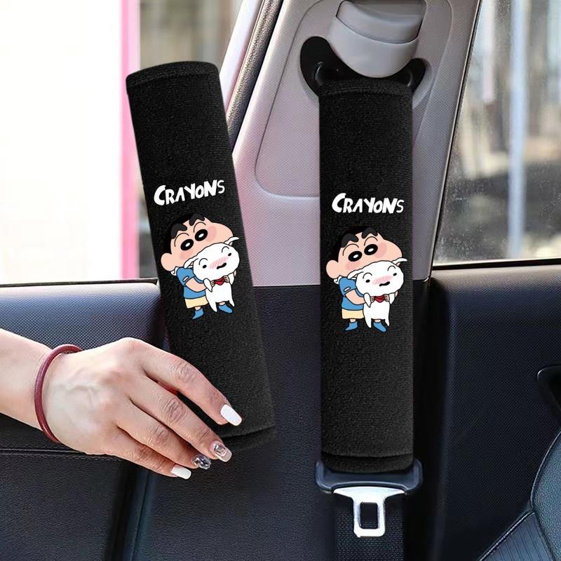 

2pcs Crayon Shin-chan Seat Belt Cover Seat Shoulder Strap Protector Pad Plush Seatbelt Covers Car Decoration Anime Auto Interior 1pair