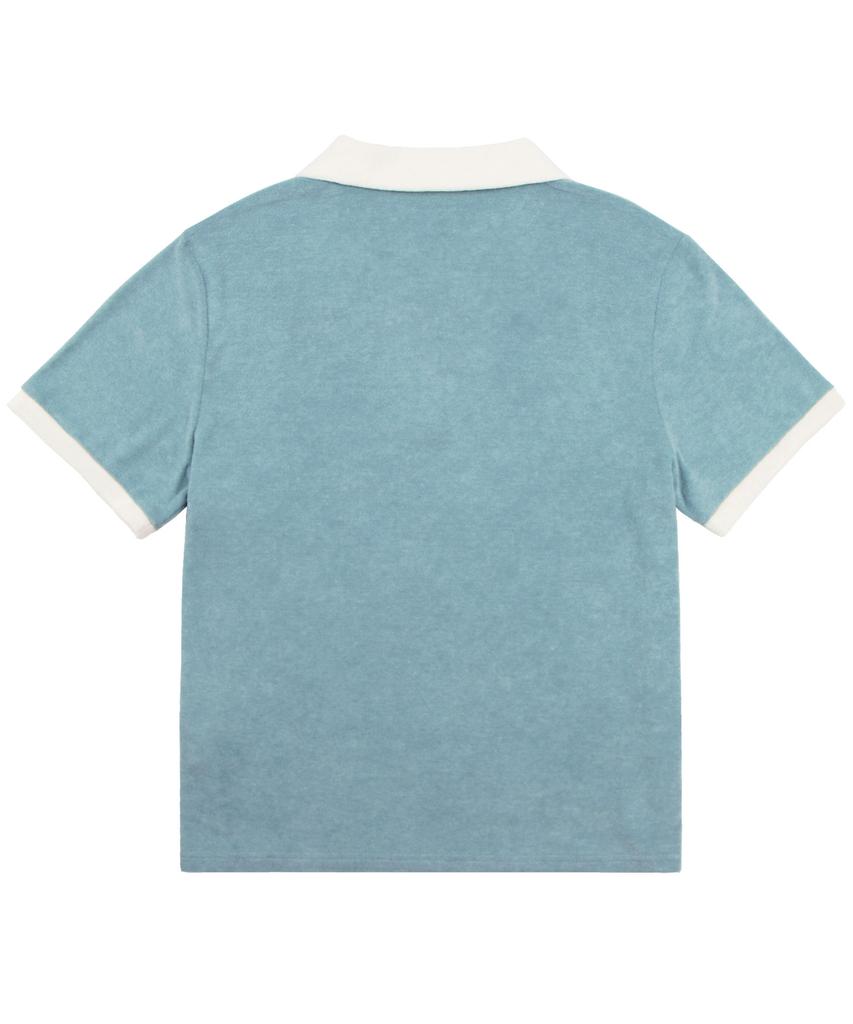 BLUFF Terry Open Collar T-Shirt [Grey Blue]