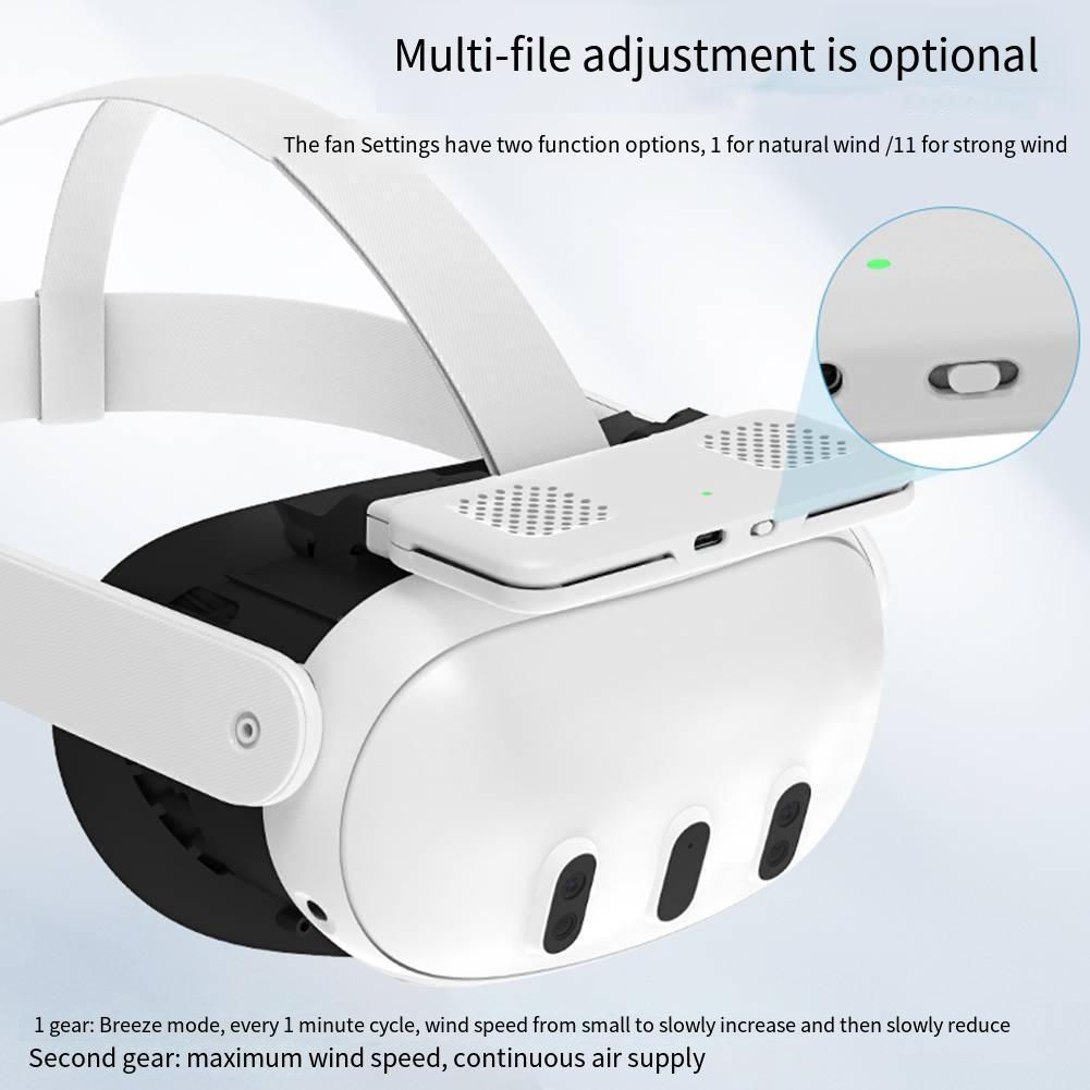 Cooling Fan with Facial Interface For Meta Quest 3 VR Headset Air Circulation Breathable Face Cover Comfortable Interface Pad
