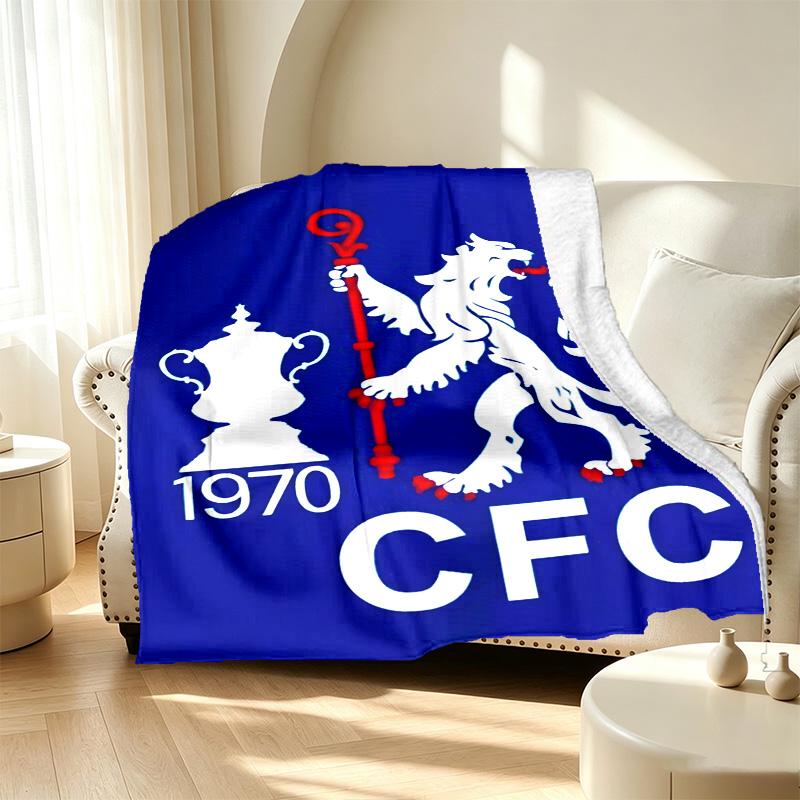 Chelsea F.C Pattern Blanket for Home Decoration, Bed, Sofa, Car Travel, Camping, Suitable for All Seasons, Birthday Christmas Gift