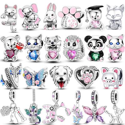 Charms Copper Butterfly Elephant Dragon Cat Charms Beads Pendants Jewelry Diy Fit Original Bracelet For Woman Party