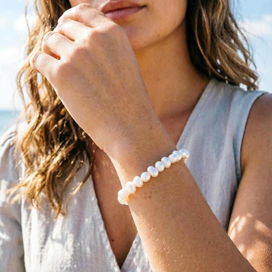 Noter Understated Elegant Women Strand Bracelet Imitation Pearls In 4 Shapes Leisure Versatile Economy Beaded Braslet Jewelry