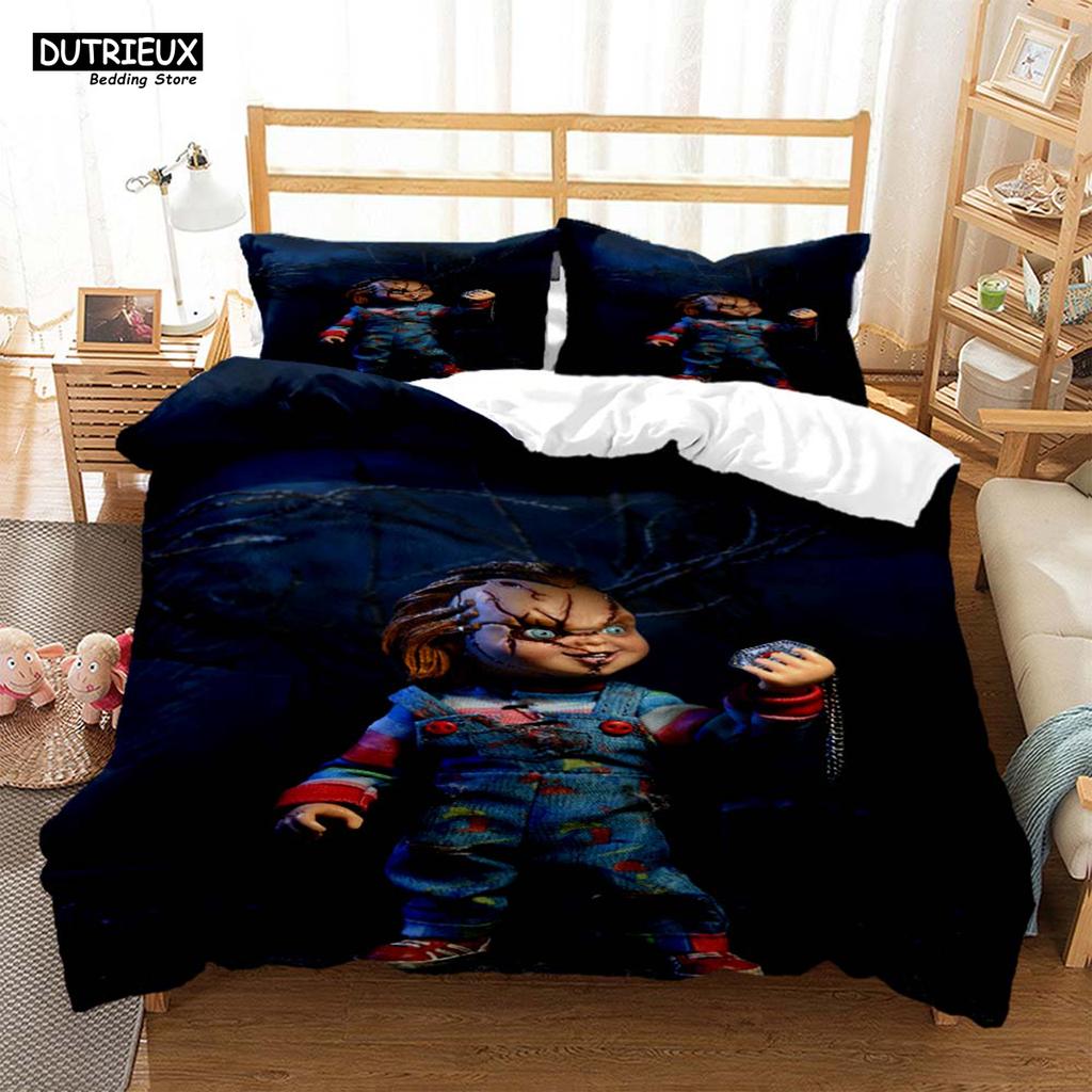 Halloween Horrorfilm Clown Gedruckter Bettbezug Kissenbezug Queen Bettwäscheset Bettwäscheset Luxus Personalisierte Bettwäsche