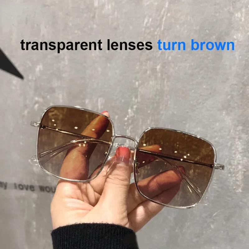 

0~-600 близорукость фотохромные очки женские бриллиантовые заклепки большой квадрат анти синий свет УФ-защита готовые очки с Degree -4.0