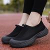 Women Lightweight Breathable Flyknit Mesh Slip On Casual Sports Shoes Thick Sole Non Slip Flexible Walking Sneakers