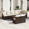 8-piece Garden Sofa Set with Grey Poly Rattan Cushions, 2-seater Garden Sofa with Storage and Cushions 3355107