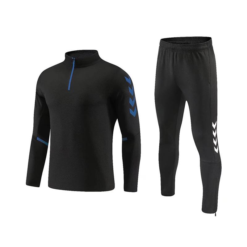 

Мужской тренировочный футбольный костюм с полумолнией и длинным рукавом на осень/зиму - школьная форма с принтом 4XL