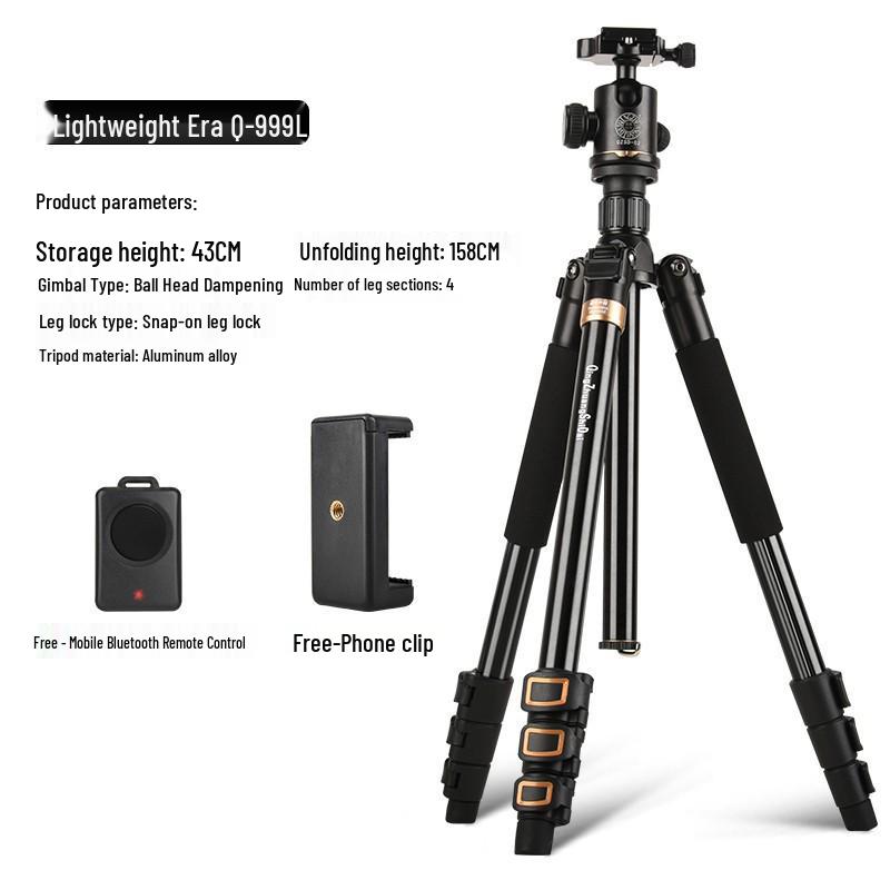Lightweight Q999 Aluminum-Magnesium Alloy Folding DSLR Tripod - Portable & Stable for Shooting