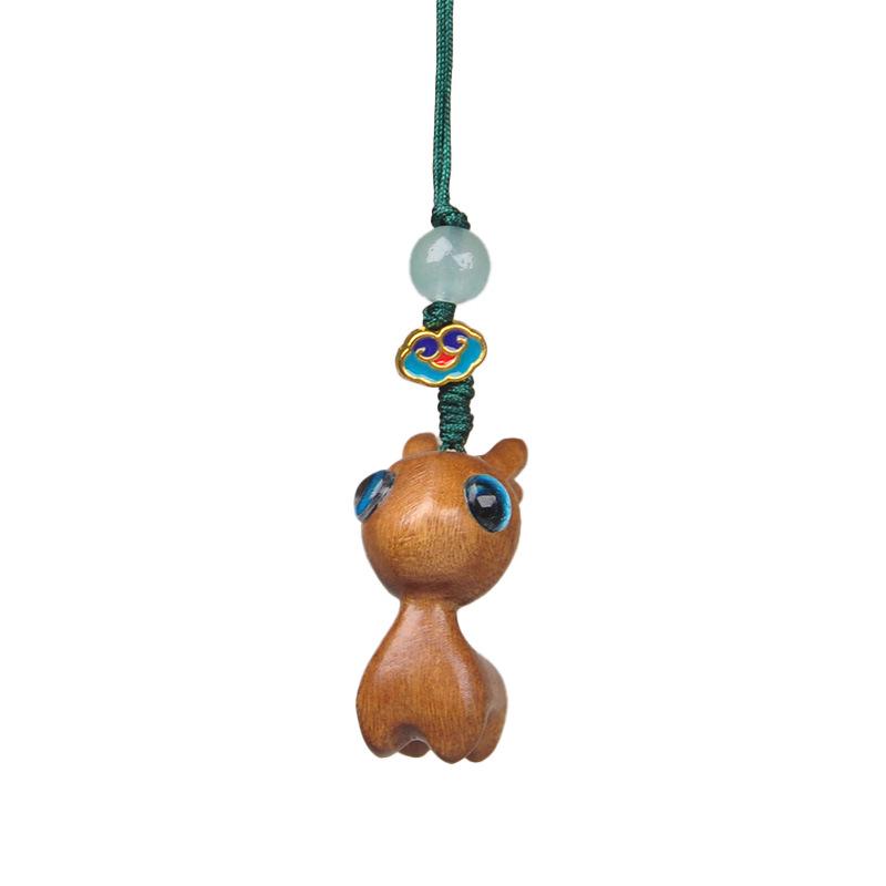 Green & Purple Sandalwood Rhinoceros and Barbie Charm Keyring & Backpack Pendant