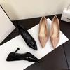 Nude high heels women's stilettos 2025 spring and autumn new patent leather pointed single shoes with skirts professional work shoes single shoes