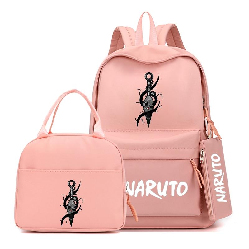 3Pcs/set Anime Naruto Backpack with Lunch Bag for Girl Boy Student Back To School Bookbag Schoolbag Men Women Leisure Travel Bag
