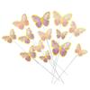 10pcs Colorful Gilt Edged Butterfly Cake Topper Happy Birthday Cake Decorations Wedding Bride Dessert Party Decor