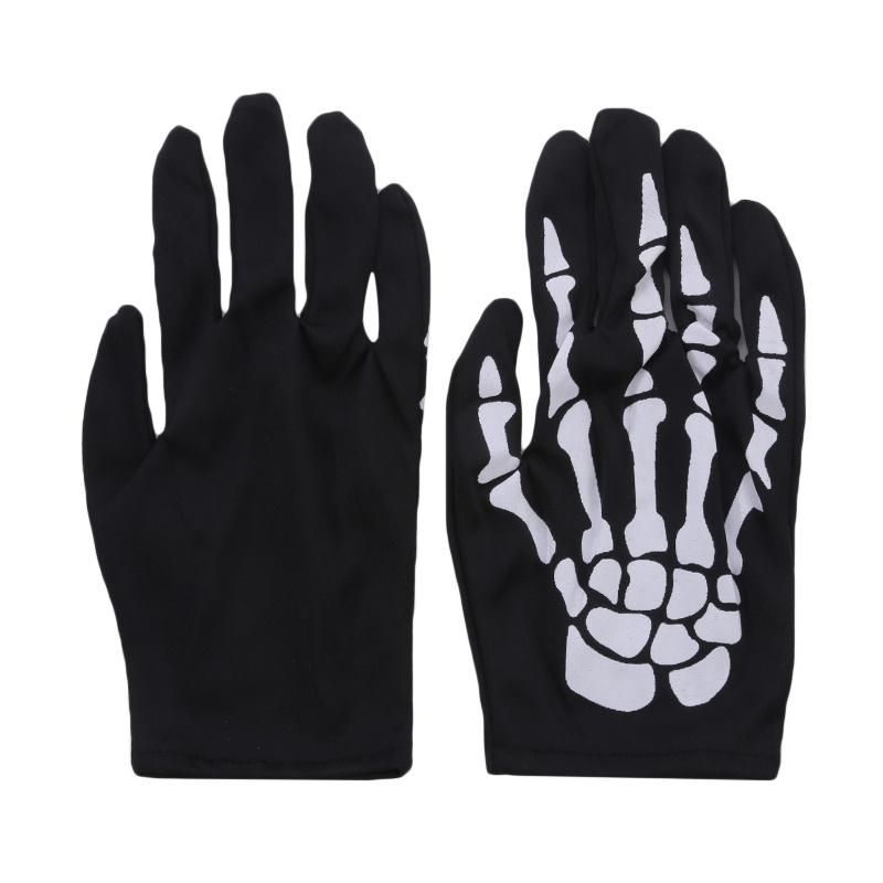 Adult Halloween White Skeleton Gloves Fashion Skull Mitten Ghost Claw Skull Glove Stretch Cosplay Goth Mittens Accessories