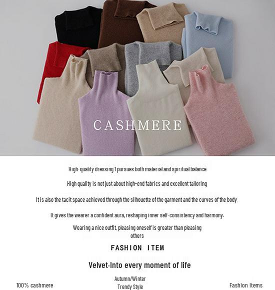 Women's Pure Cashmere High Neck Sweater - 2026 Autumn/Winter Soft Loose Fit Knitwear