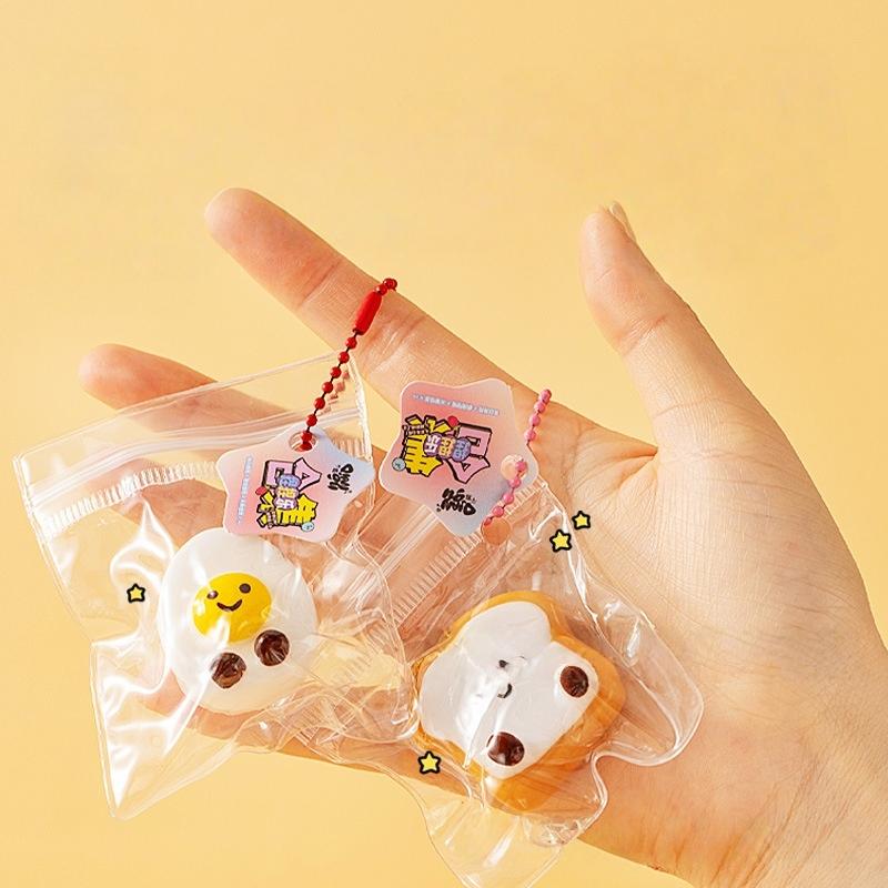 5Pcs Bread Dumping Food Stress Relief Squeeze Toys Mini Mochi  Toys Sensory Pinch Fun Party Favor Gift Keychain Pendant